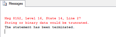 String or binary data would be truncated Hatası