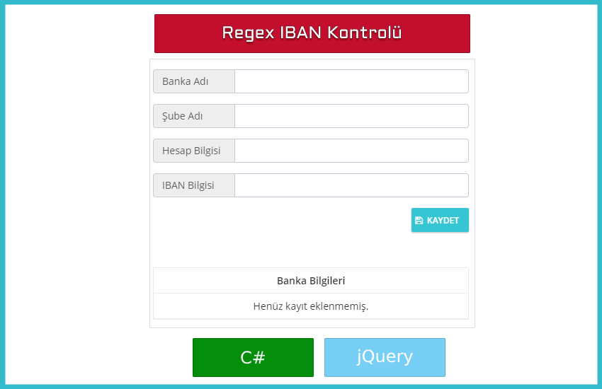 Regex Iban Kontrolü